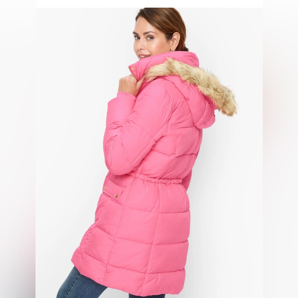 Talbots pink puffer coat
